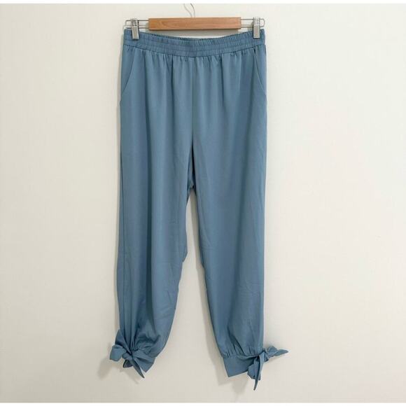Lulus NWT Dusty Blue Tie Hem Jogger Pants - Picture 2 of 8